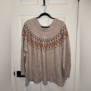 Market & Spruce Beige and Brown Patterned Sweater
